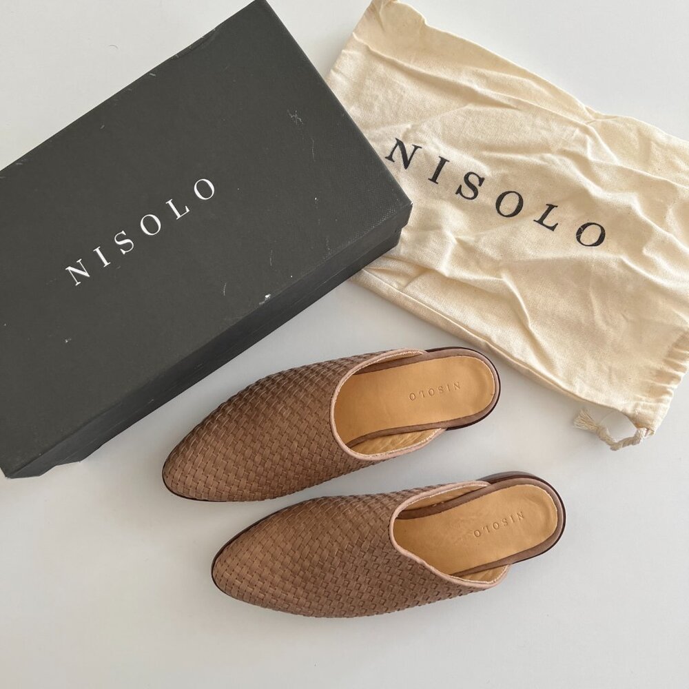 NEW Nisolo Ama Woven Mule / leather / almond / 8 - Picture 2 of 6